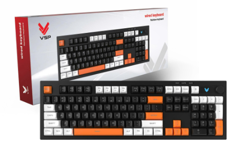 Keyboard VSP VK70 Đen - Trắng - Cam (Giả cơ )